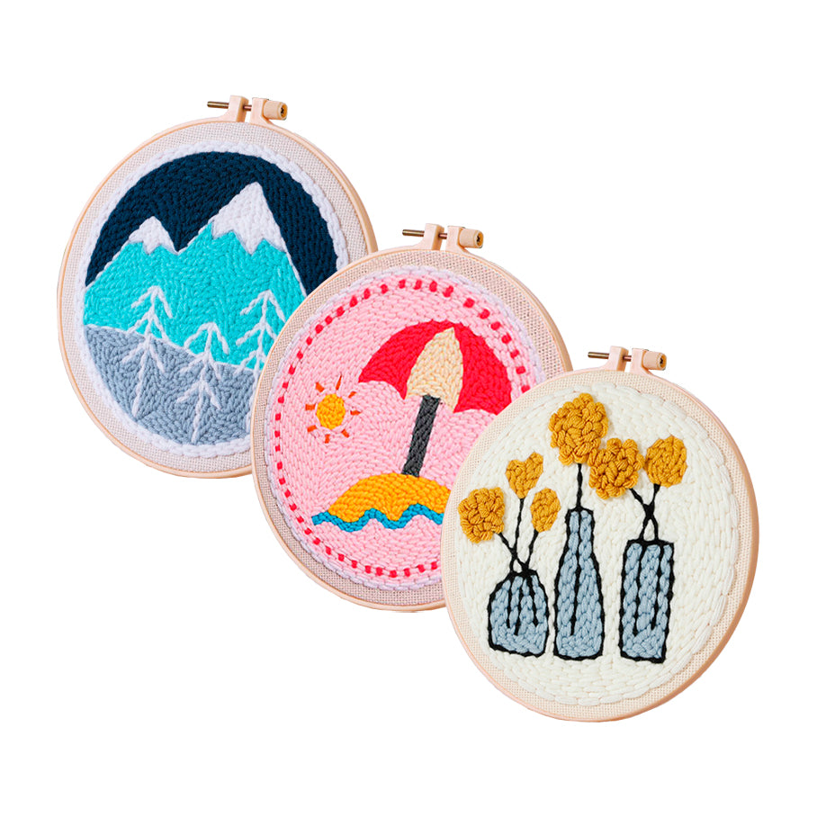 Set 3 Kit De Bordado Para Principiantes + Aguja Magica