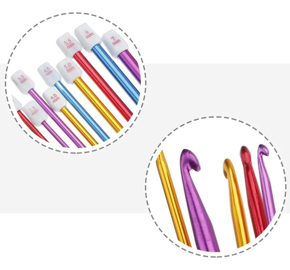 Set de crochet tunecino con organizador y herramientas