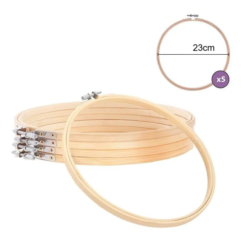 Set De 5 Bastidores De Madera Bambu Para Bordado 23 Cm X 5un