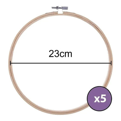 Set De 5 Bastidores De Madera Bambu Para Bordado 23 Cm X 5un