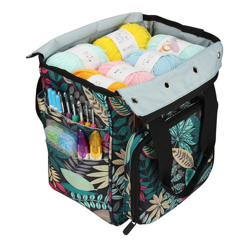 Bolso Porta Tejidos Lana Palillos Crochet Tipo Cartera
