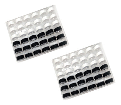 Set de 72 bobinas con hilos blanco y negro en cajas organizadoras