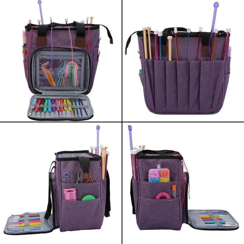 Bolso Porta Tejidos Lana Palillos Crochet Tipo Cartera
