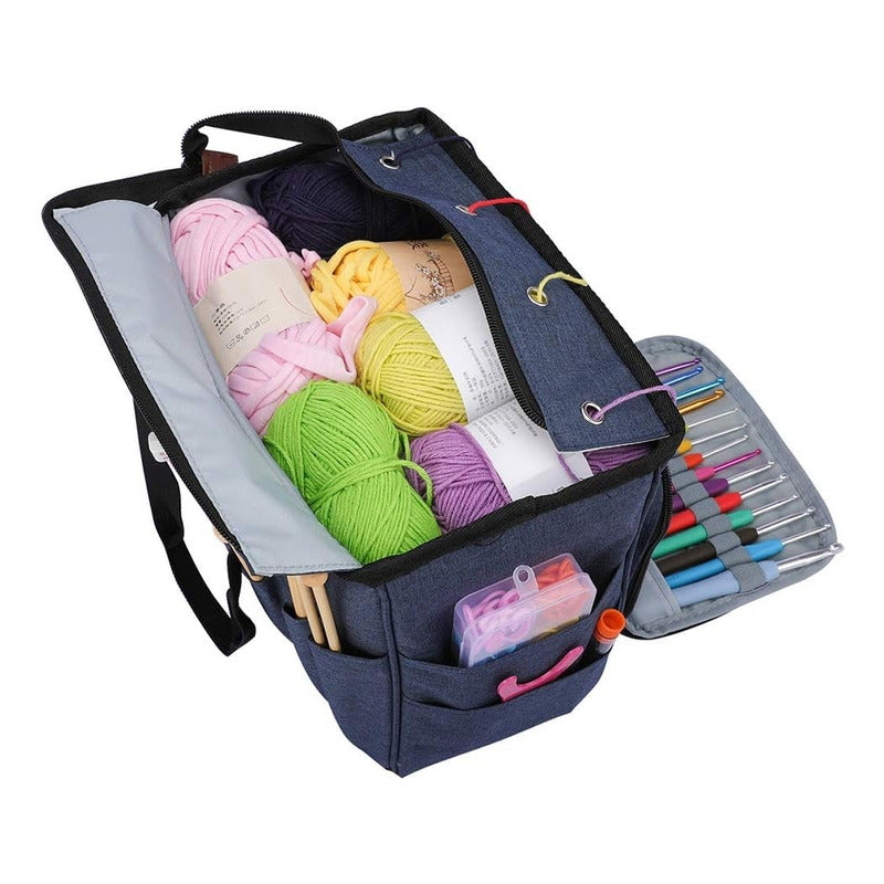 Bolso Porta Tejidos Lana Palillos Crochet Tipo Cartera