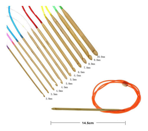 Set de crochet tunecino con estuche y herramientas adicionales