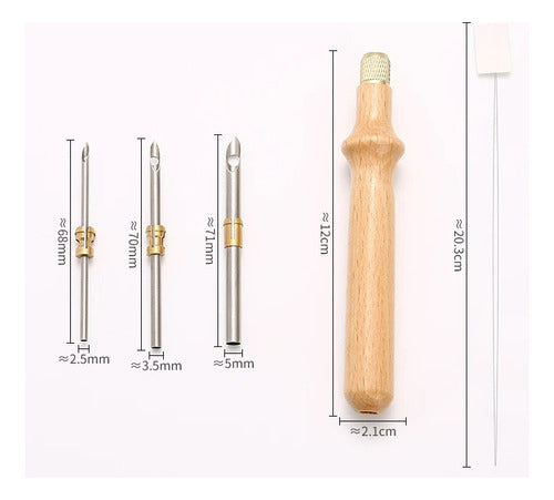 Set Aguja Mágica Intercambiable 3 Medidas Punch Needle