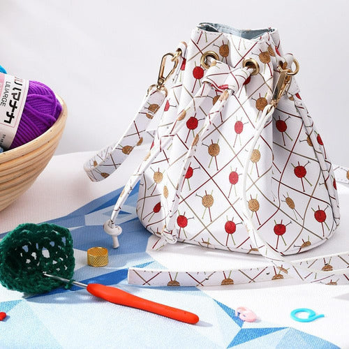 Bolsa de transporte para lanas y herramientas de tejido
