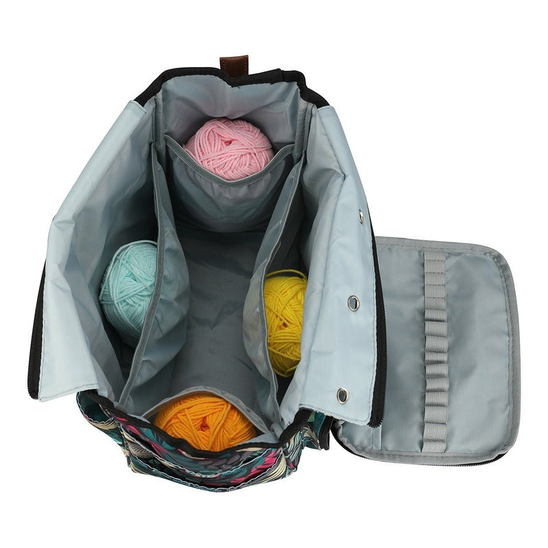 Bolso Porta Tejidos Lana Palillos Crochet Tipo Cartera