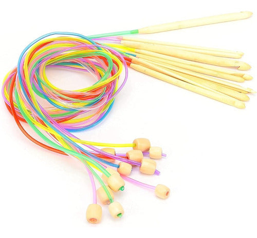 Ganchillos de bambú para tejido tunecino – set completo