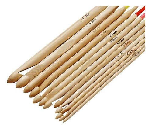 Herramientas para crochet afgano – set de bambú ecológico