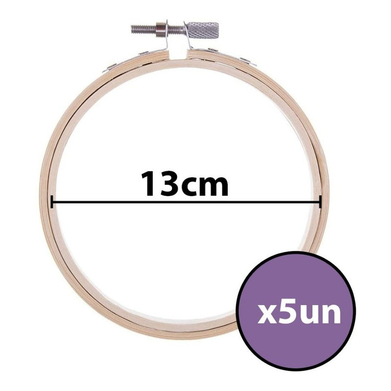 Set De 5 Bastidores De Madera Bambu Para Bordado 13 Cm X 5un - Baúl de Ayün