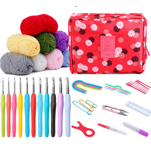 Set de crochet con bolsito exclusivo – incluye lanas y accesorios