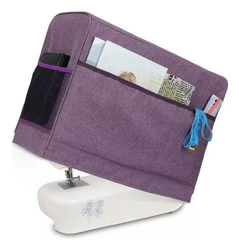 Funda de tela para máquina de coser con bolsillos