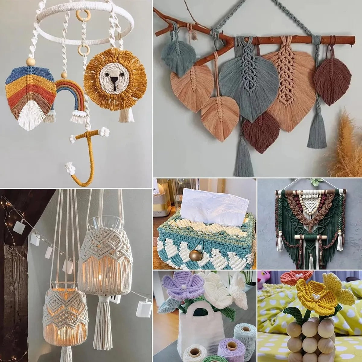 Pack 2 Cordones Algodón Torcido 2mm 200 Metros Para Macramé