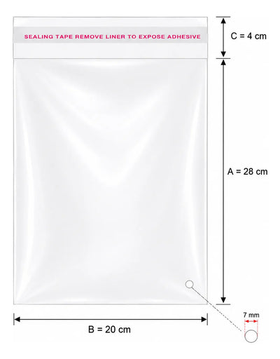 100 Bolsas Tipo Celofán Cierre Con Adhesivo 20 X 32 Cm