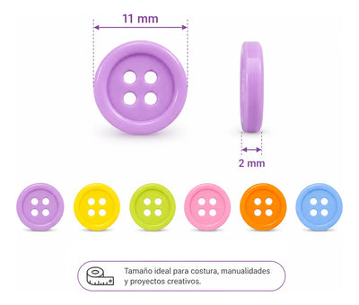 Set 300 Botones Colores 11mm Para Costura Y Manualidades
