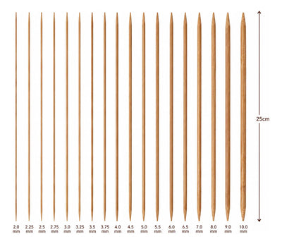Set 72 Palillos De Madera Doble Punta Para Calcetines 25cm