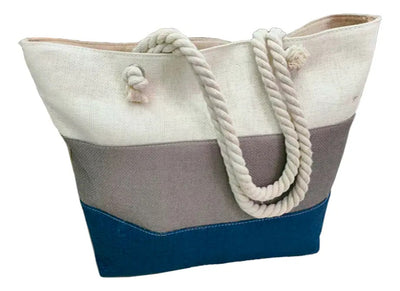 Bolso De Playa Grande Con Asas De Cuerda Resistente Y Cierre