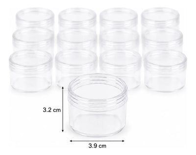 Pack 12 Frascos Organizadores Transparentes 30ml Mostacillas