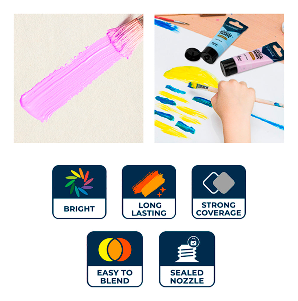 Set 6 Pinturas Acrílicas Colores Pasteles Macaron 35ml