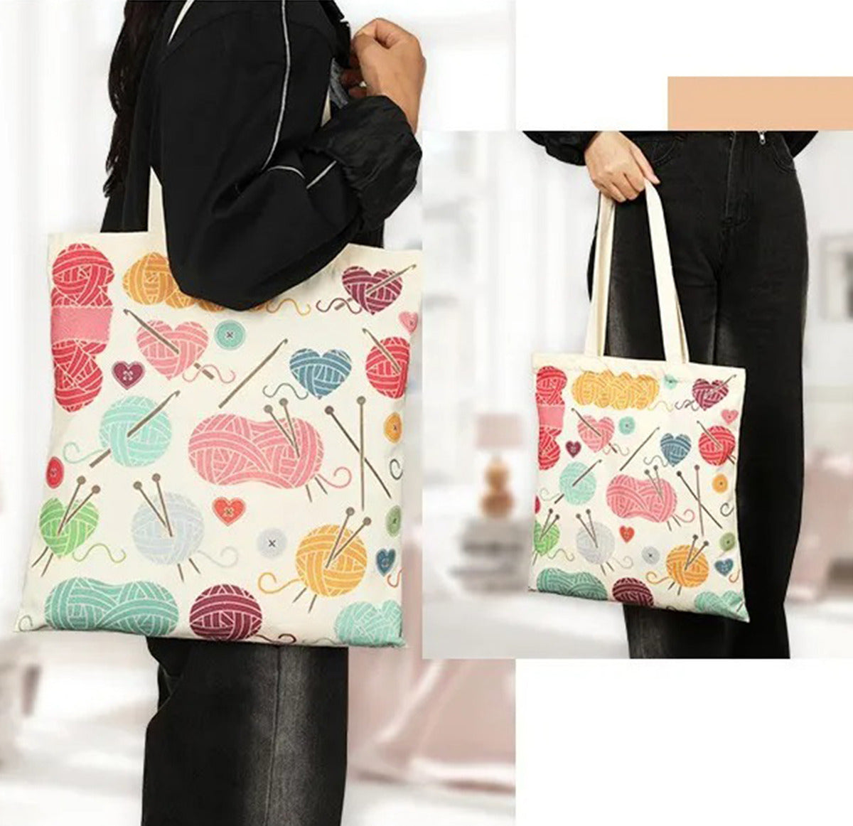 Set Tejido Crochet Accesorios Y Lanas + Tote Bag 79 Piezas