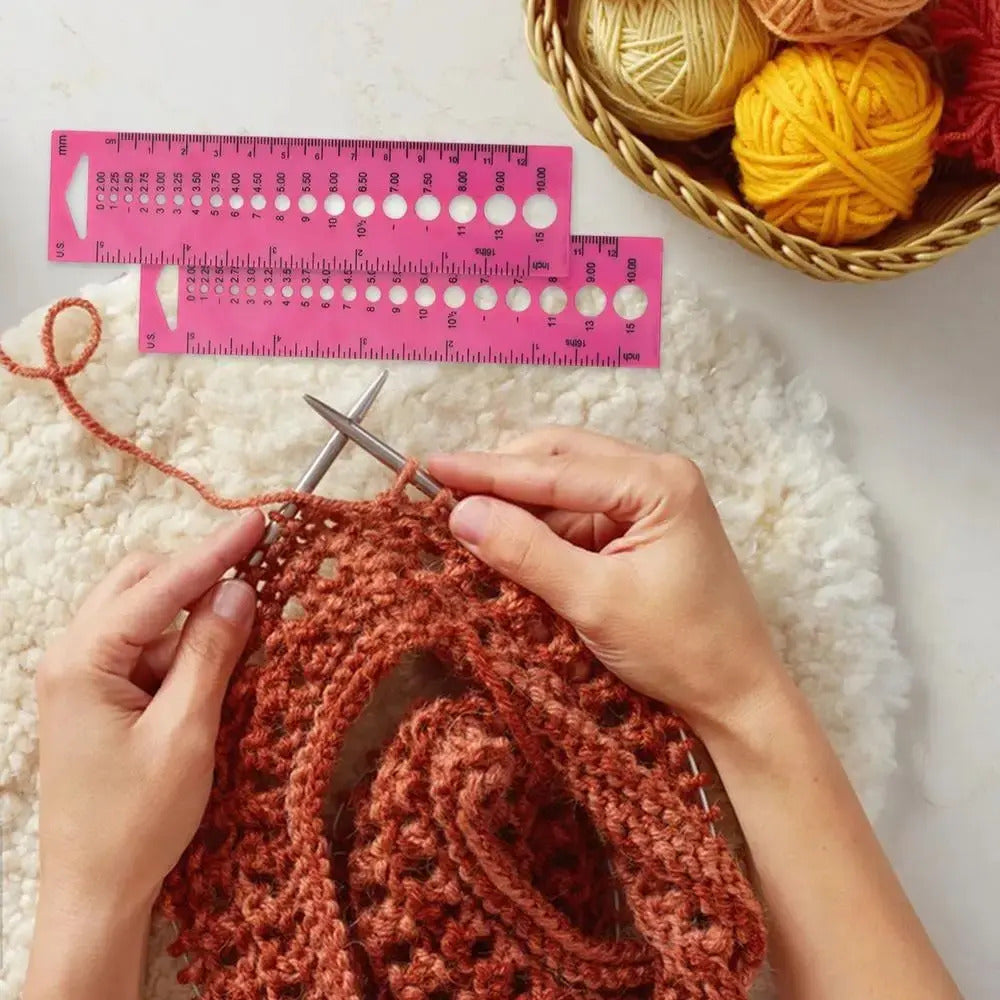Set 2 Regla Medidora De Palillos Para Tejer Y Crochet