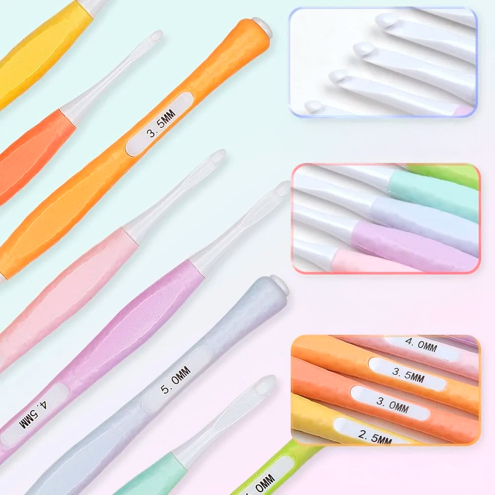 8 Crochet Con Mango De Silicona Ergonomico 2.5 A 6mm