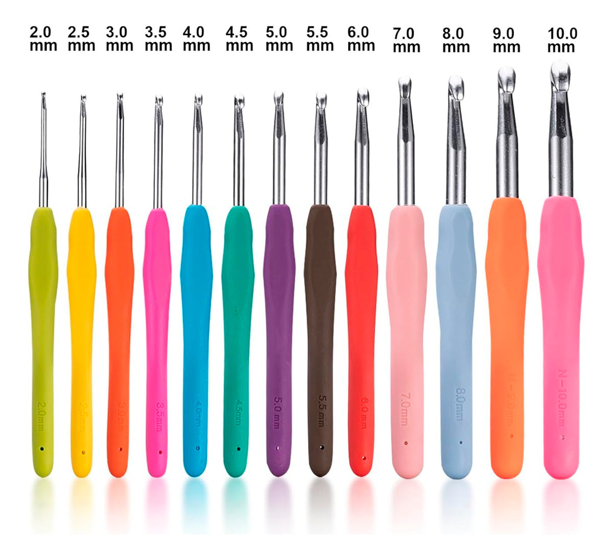 Set De 13 Crochet Con Mango De Silicona Ergonomico