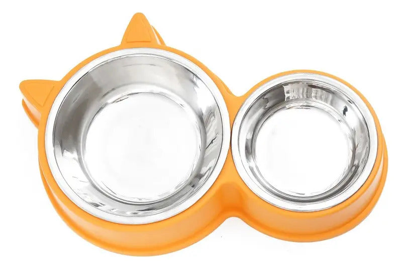 Plato Doble Para Mascotas Perro Gato Comedero Metalico