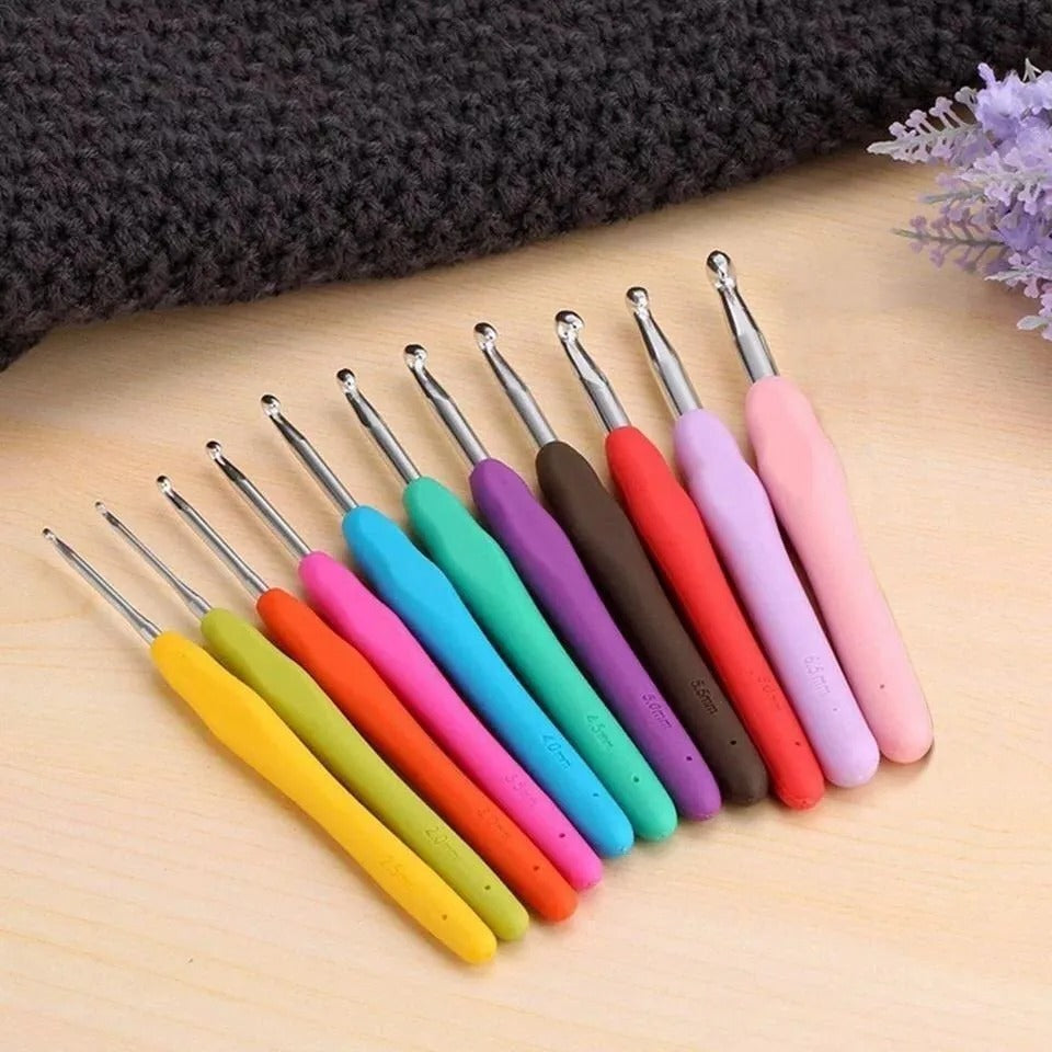 Set De 11 Crochet Con Mango De Silicona Ergonomico
