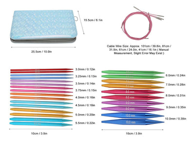 Set Palillos Circulares Intercambiables Para Tejer Y Estuche