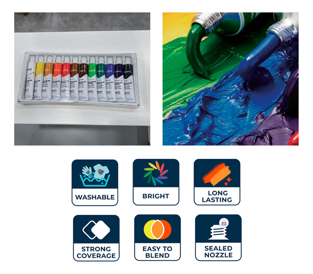 Pintura Acuarela 12 Colores Surtidos Pomos 12ml