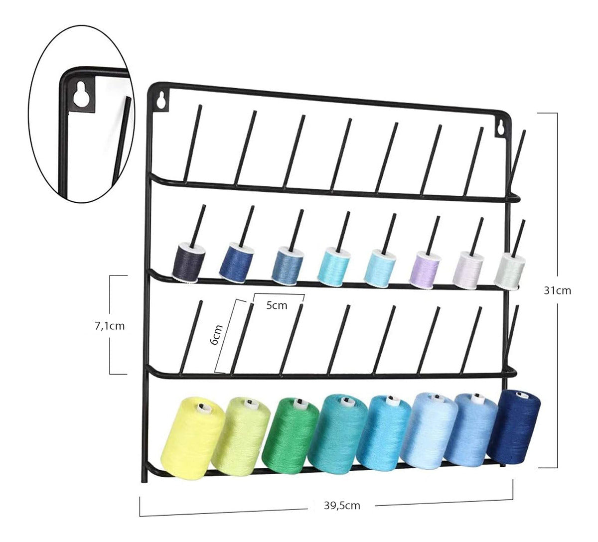 Organizador Metalico De Hilos Para Costura Montaje En Pared