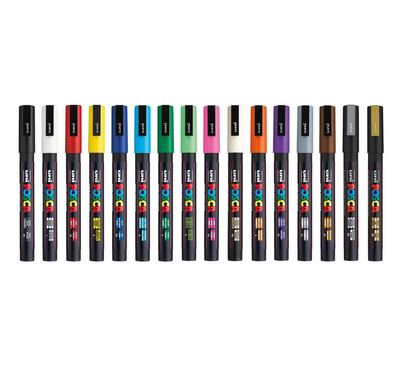 Marcadores POSCA 3M Punta Fina – Set de 16 Colores (0.9 a 1.3 mm)