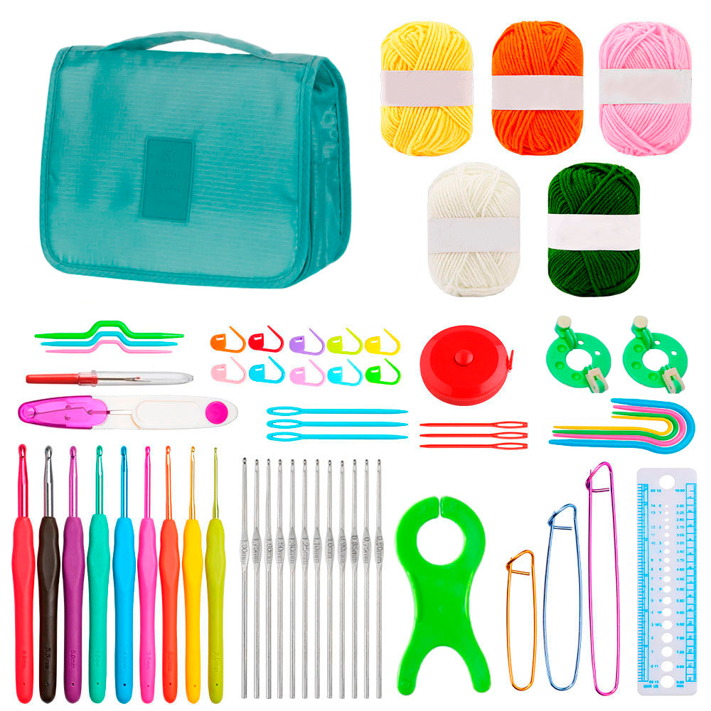 Kit de crochet para regalo – con ovillos de colores y bolsito