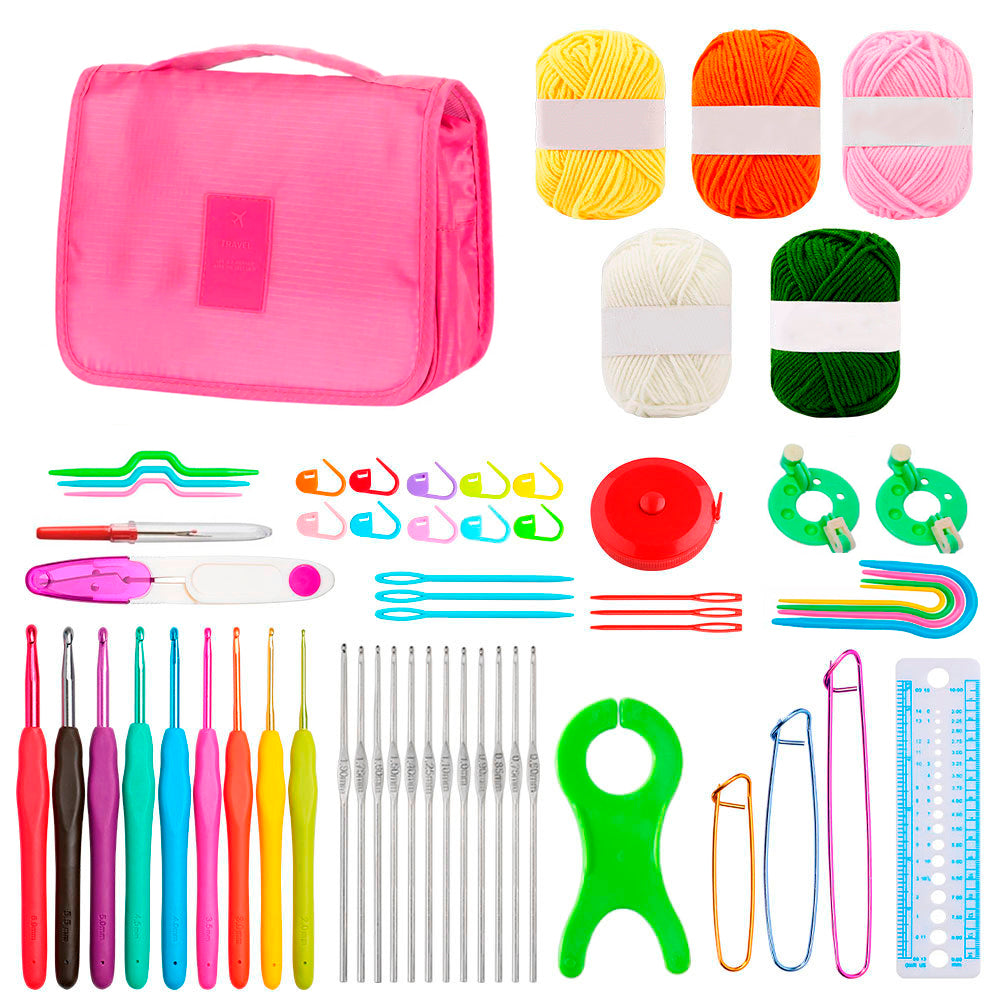 Set de crochet con lanas y bolsito – ideal para principiantes