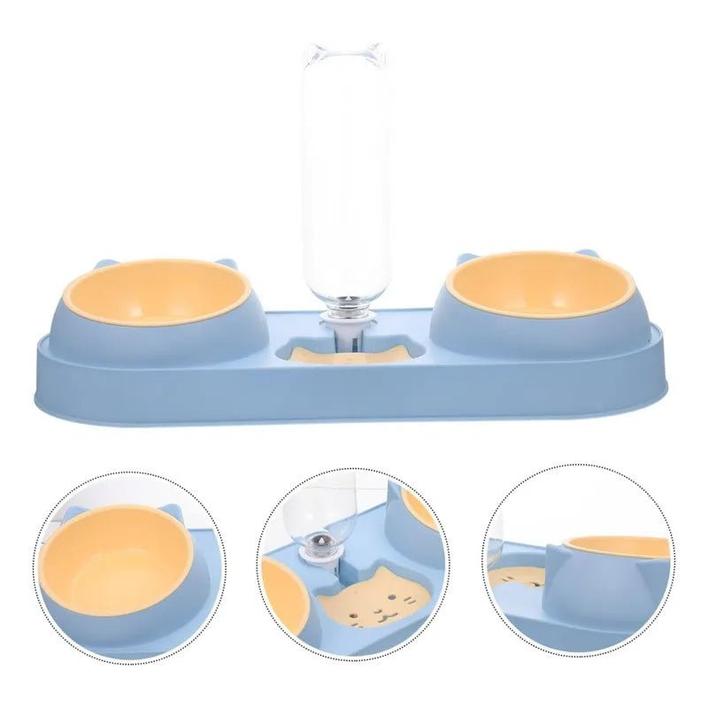 Bebedero Y Comedero Plato Doble Para Mascotas Perro Gato - Baúl de Ayün