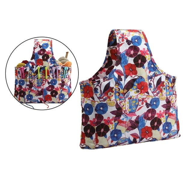 Bolso Grande Porta Tejido Lanas Palillos Crochet Para Brazo