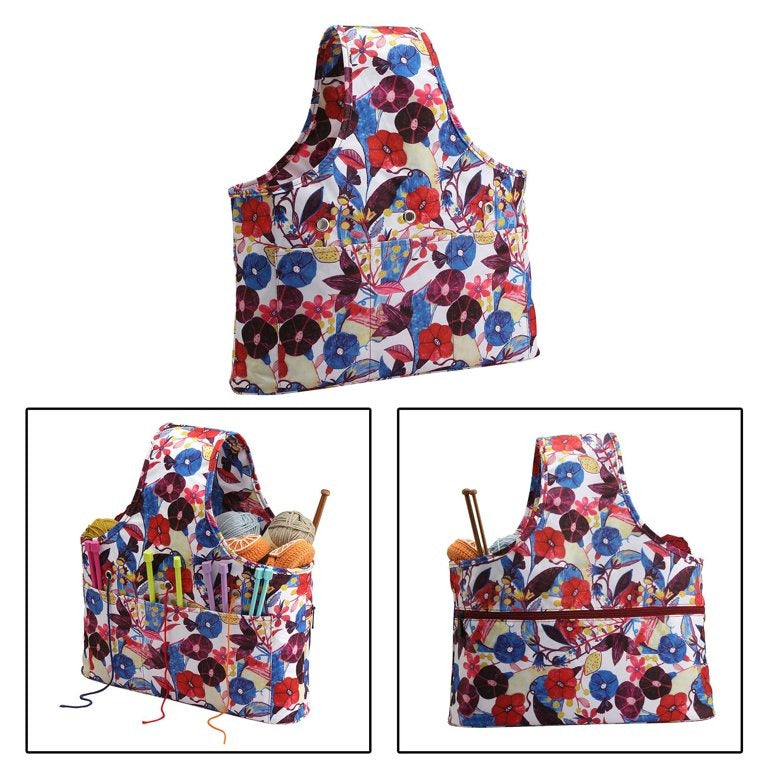 Bolso Grande Porta Tejido Lanas Palillos Crochet Para Brazo