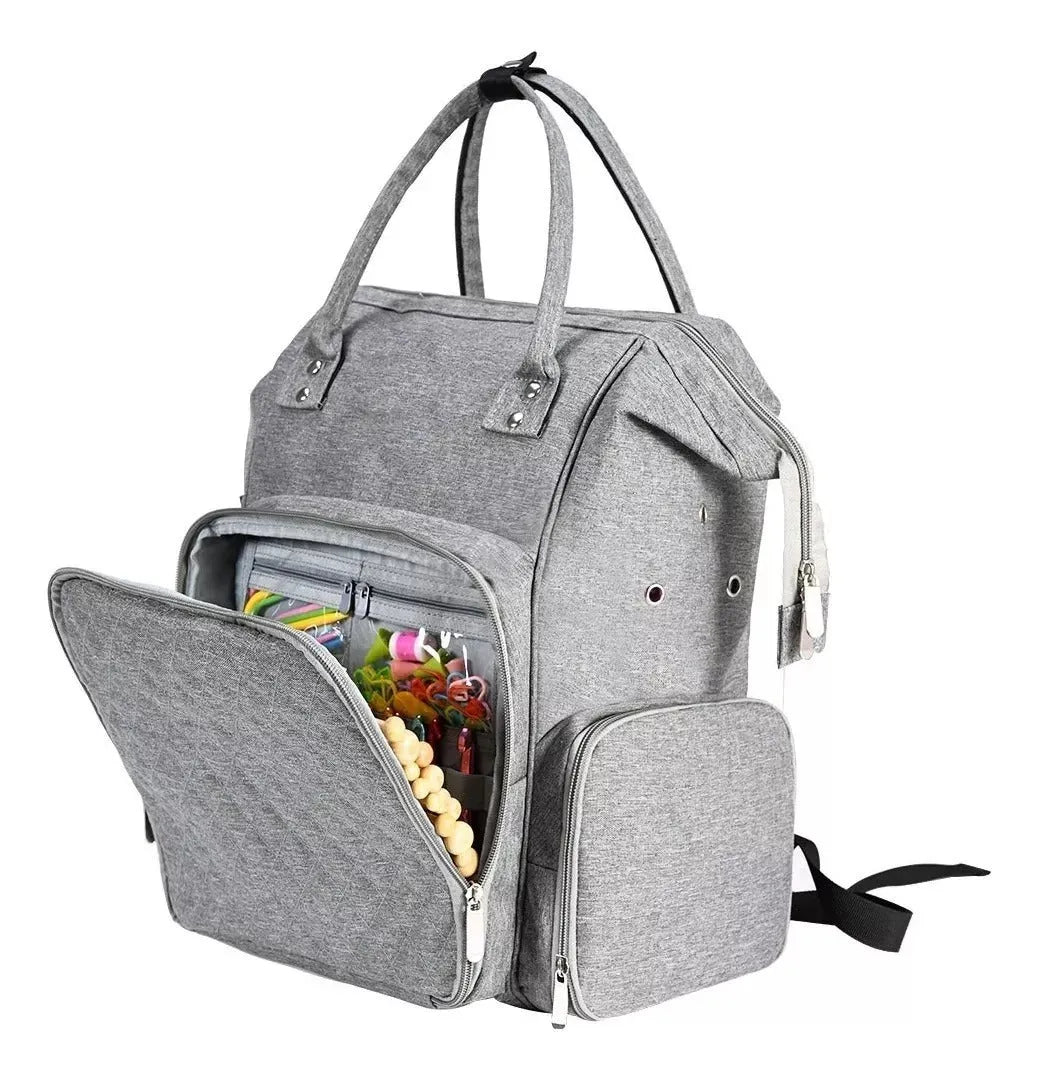 Bolso Mochila Para Tejidos, Crochet, Lanas Y Accesorios - Baúl de Ayün