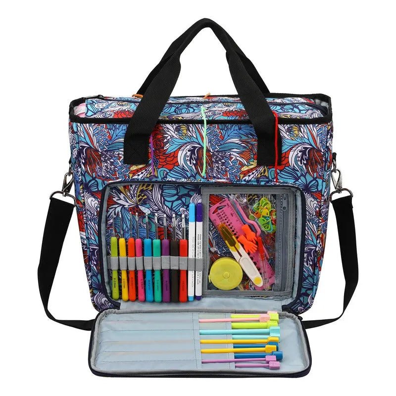 Bolso Porta Tejido Lana Palillos Crochet Tipo Cartera Grande - Baúl de Ayün