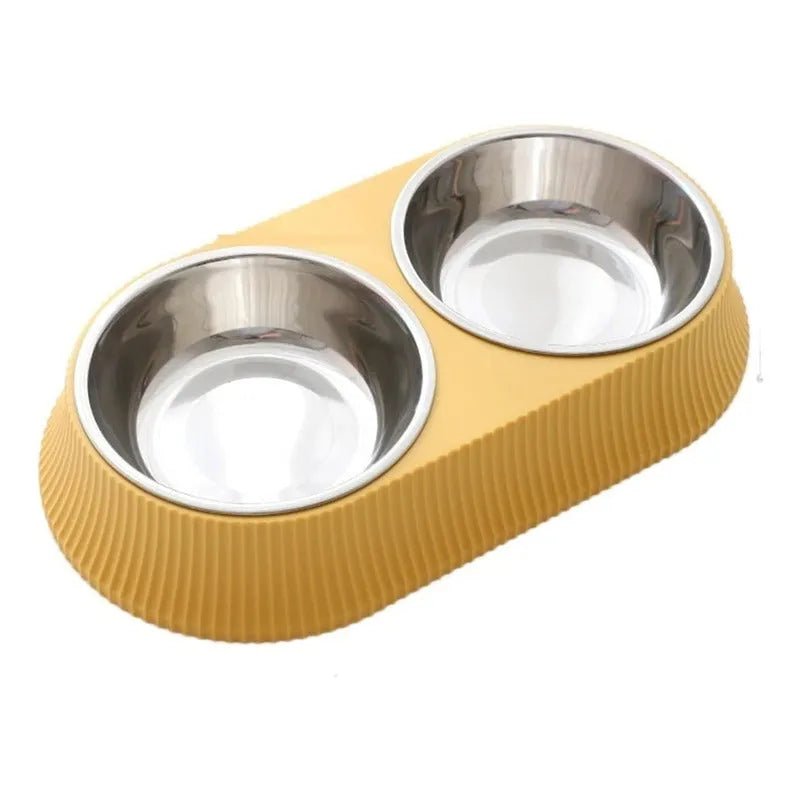 Comedero Plato Doble Acero Inox Para Mascotas Perro Gato - Baúl de Ayün