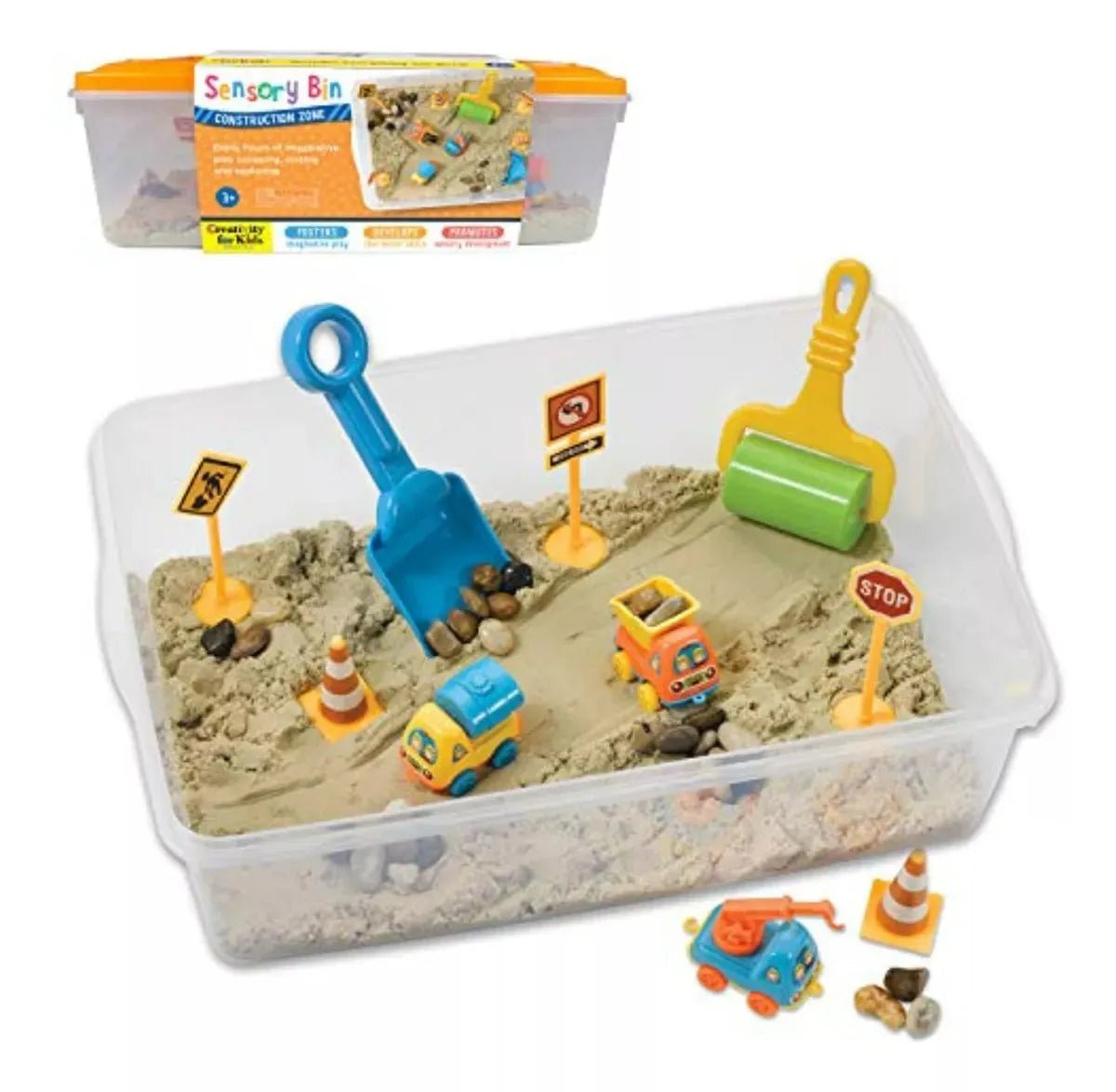 Caja sensorial zona de construcción para niños