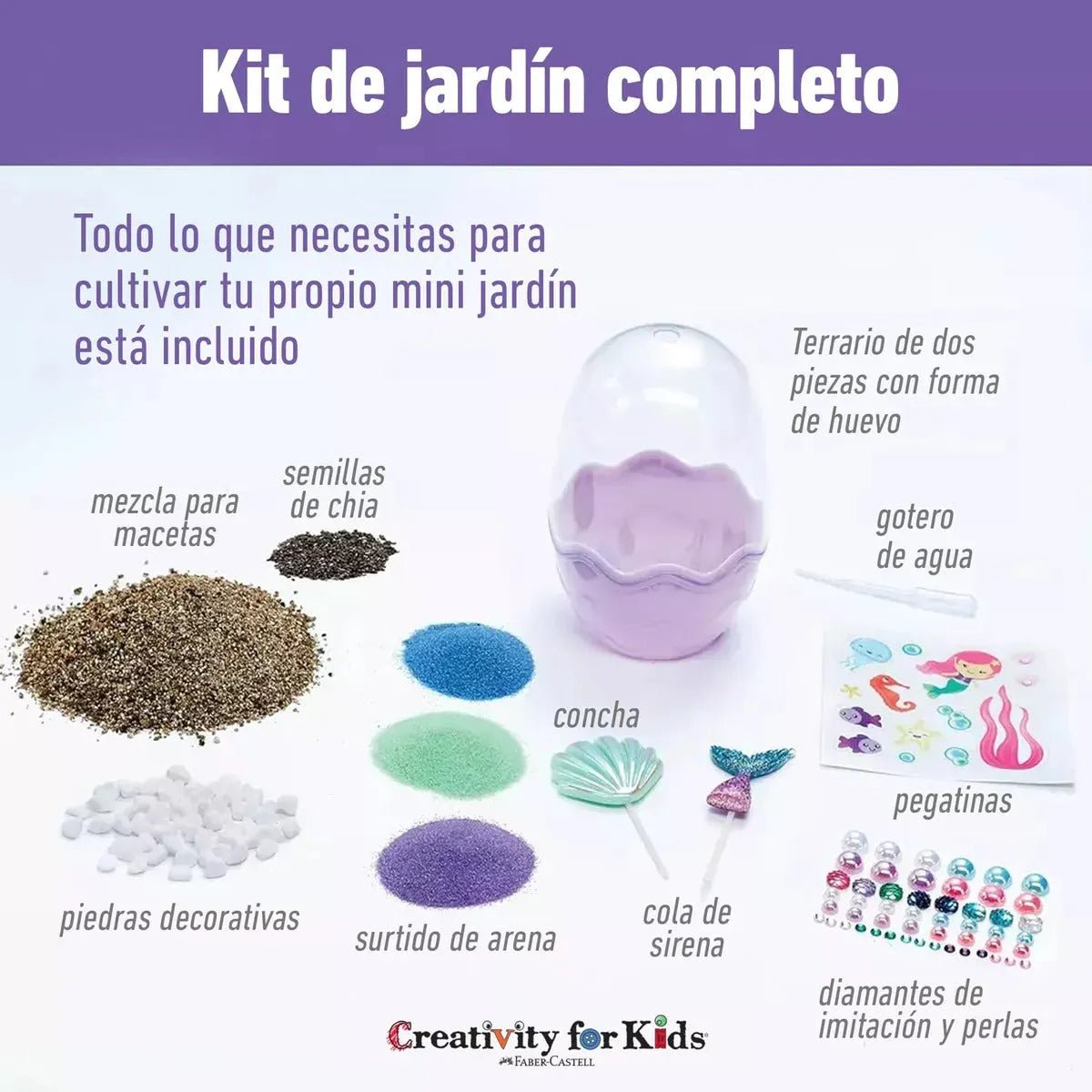 Creativity For Kids: Mini Garden - Sirena Kit Terrario - Baúl de Ayün