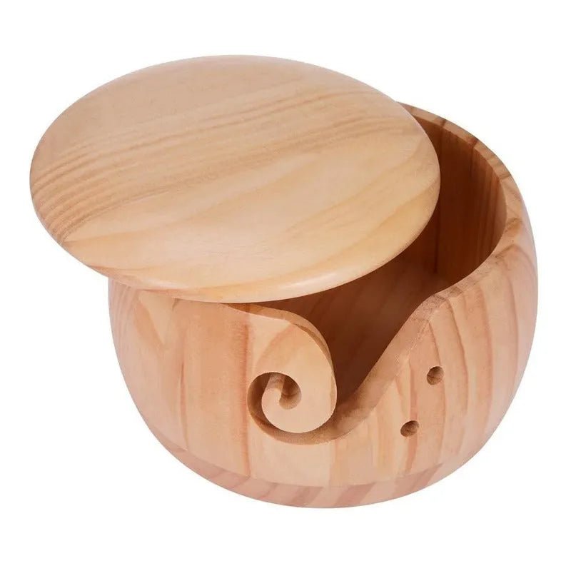 Cuenco De Madera Porta Ovillos de Lana Para Tejedoras - Baúl de Ayün