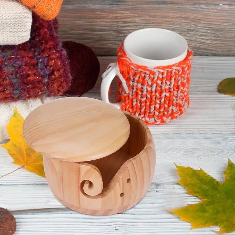 Cuenco De Madera Porta Ovillos de Lana Para Tejedoras - Baúl de Ayün