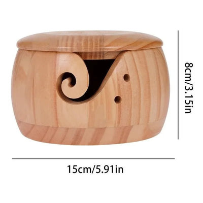 Cuenco De Madera Porta Ovillos de Lana Para Tejedoras - Baúl de Ayün