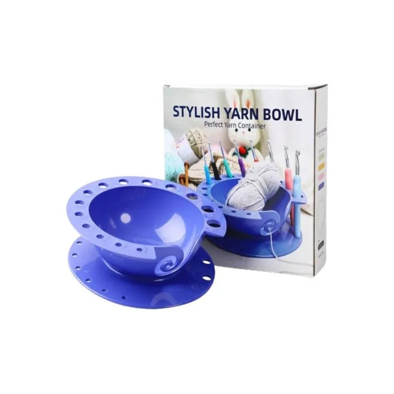 Cuenco de lana con ganchillos ergonómicos