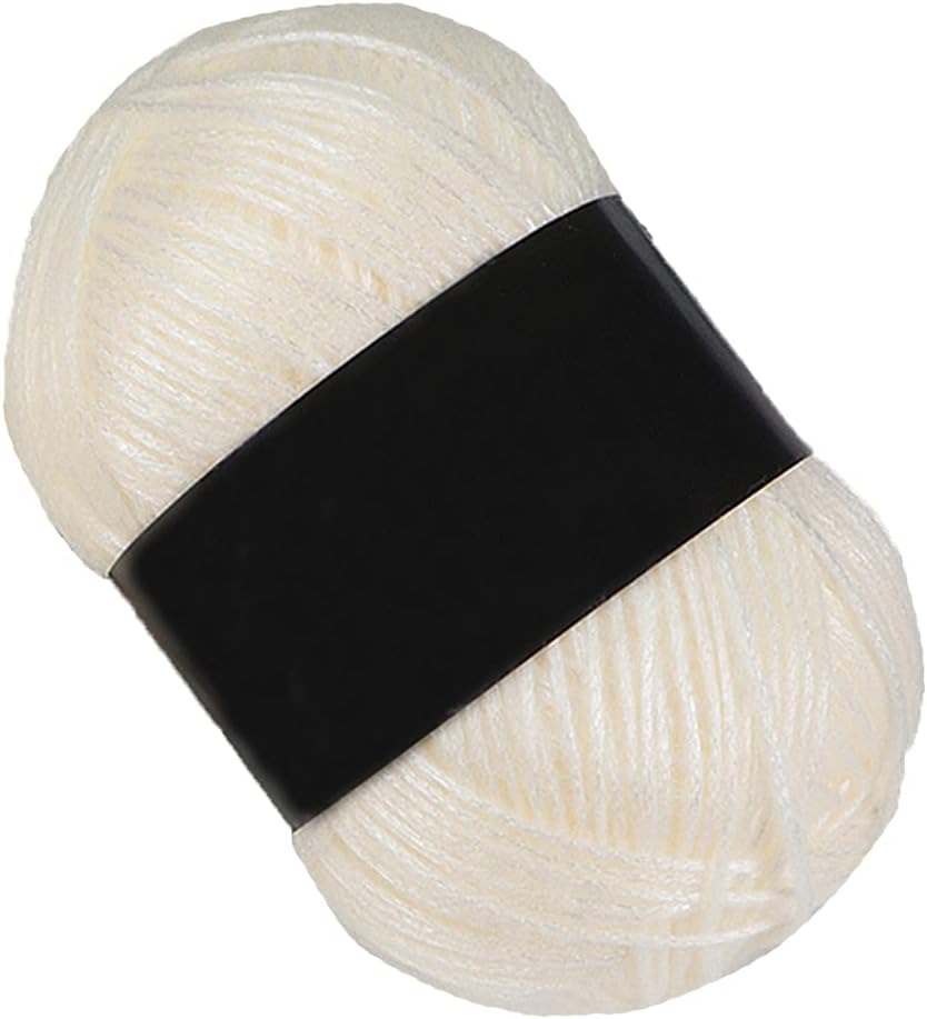 Ovillo de lana metalizada crema – hilo brillante para manualidades