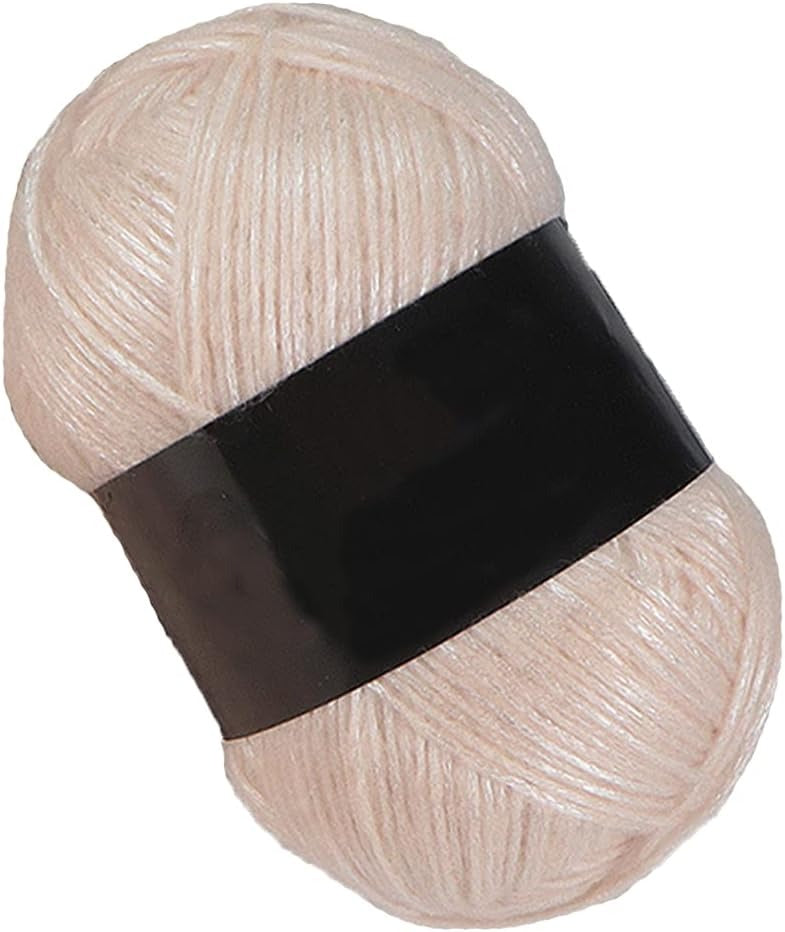 Ovillo de lana metalizada beige – hilo brillante para manualidades